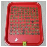 100 Wheat Pennies Grouping, Assorted Years