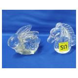Bunny & Horse Bubble Glass Paperweights
