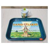 Vintage Land O Lakes Metal Tray & Mug