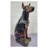 30 1/4" H Large Doberman Statue - Ear was reglued
