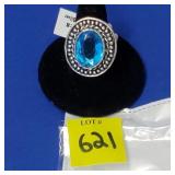 Blue Topaz Size 8 German Silver Ring