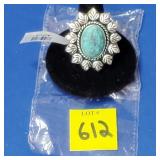 Turquoise Size 9 German Silver Ring