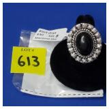 Black Onyx Size 8 German Silver Ring