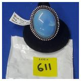 Blue Onyx Size 8 German Silver Ring