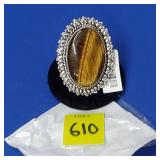 Tiger Eye Size 9 German Silver Ring