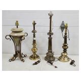 Lot of Assorted Brass Table Lamps & Parts