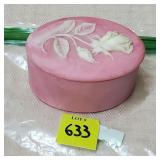 Vtg Soapstone Trinket Box w/ Carved Rose