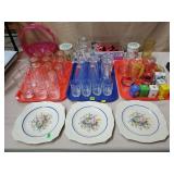 Coin Dot Etched MCM Glassware, Spaghetti Glass