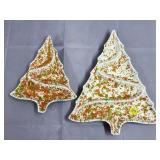 Lot of 2 Vtg Hollan Mold Xmas Tree Ceramic Servers