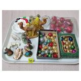 Small Glass Xmas Ornaments, Vintage Xmas Decor Lot