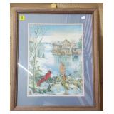 Countryside Cardinals Style Needlepoint Picture