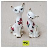 Pair of Vtg MCM Floral Cat S&P Shakers