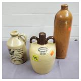 (3) Alchohol Stoneware Jugs