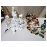 Large Lot of Assorted Ceramic Nativity Figurines,