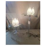 Smoked Glass Petal Floral Table Lamps - Postmodern