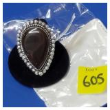Red Onyx Size 9 German Silver Ring