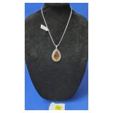 Brown Quartz Pendant Necklace w/ Chain
