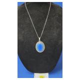 Blue Onyx Pendant Necklace w/ Chain