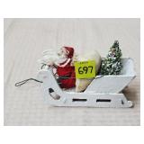 Vintage Made in USA Santa in Sleigh Decoration