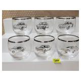(6) Vintage Chevy Automobile Roly Poly Glass