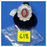Garnet Ring Size 7 German Silver Ring