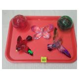 Green & Red Crystal Xmas Ornaments, Red Cardinal