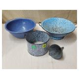 Lot of Mixed Vintage Enamelware Kitchenware