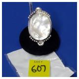 Mother of Pearl Size 9 German Silver Ring