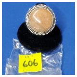 Red Onyx Size 7 German Silver Ring