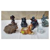 Lot of 2 Vtg Flocked Bunny Banks, Napcoware