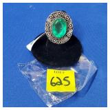 Green Quartz Ring Size 6 German Silver Ring