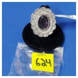 Amethyst Ring Size 7 German Silver