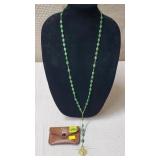 Irish Celtic Erin Rosary w/ Leather Bag