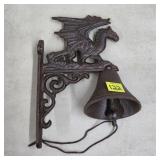 9 1/2" H Cast Iron Dragon Wall Mounted Bell