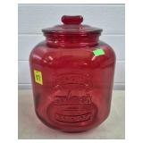 9 3/4" H Ruby Red Planters Peanut Jar