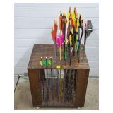Wood Arrow Rack w/ Archery Arrows