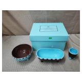 Kristin Bown Light Blue & Brown Footed Dish Gift