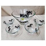 Vtg Popcorn Glass Bowl Set w/ 4 Matching Bowls