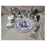 Lot of Assorted Rooster Statues, S&P Shakers,