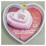 1981 Wilton Double Tier Heart Cake Pan w/ Label