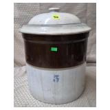 Antique 5 Gallon Stoneware Crock w/ Lid