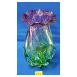 Vintage Handblown Art Glass Watermelon Vase