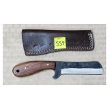Damascus Steel Knife w/ Leather Sheath