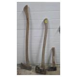Lot of 3 Wood Cutting Axes