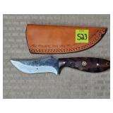 Damascus Knife W/ Leather Sheath