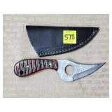 Damascus Steel Skinner Knife w/ Leather Sheath