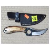 Damascus Steel Skinner Knife w/ Leather Sheath