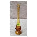 MCM Amber Hobnail Glass Swung Vase