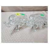 Lot of 2 Glass Elephant Trinket Boxes