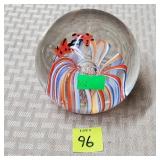 Art Glass Butterflies Round Paperweight